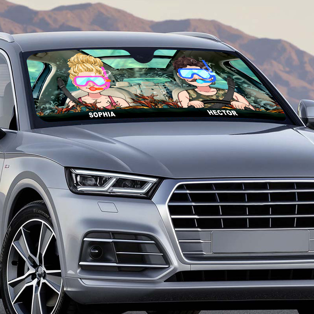 Toi, moi et la mer - Pare-soleil de voiture personnalisé pour la plongée sous-marine