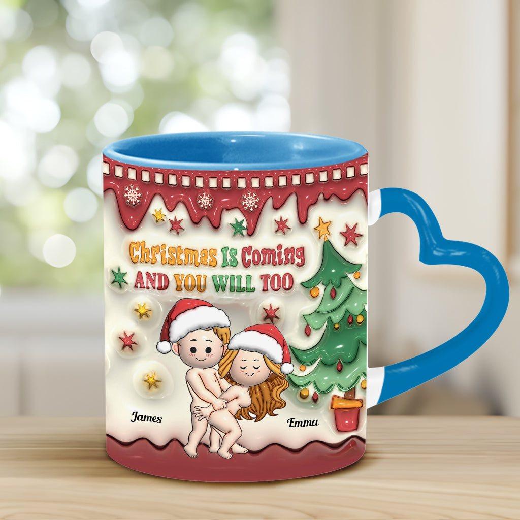 Noël approche - Mug personnalisé pour couple avec anse en forme de cœur