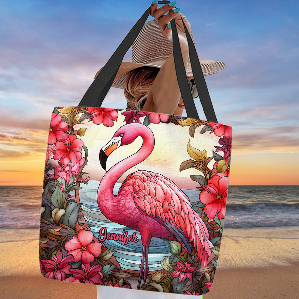 Sac fourre-tout personnalisé « J’adore les flamants roses »