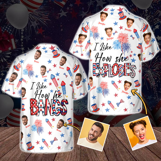 J'aime quand elle explose, j'aime quand il baise - Chemise hawaïenne personnalisée pour couple