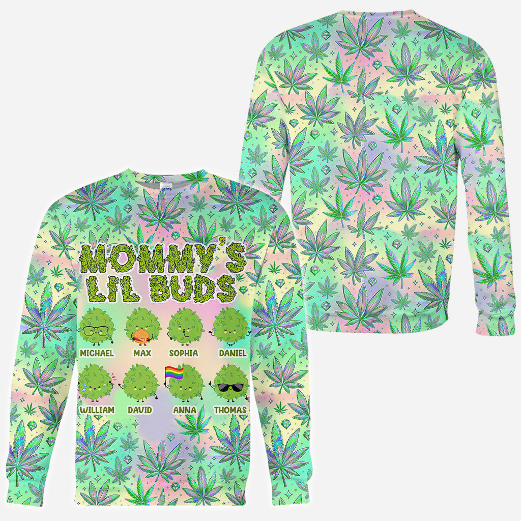 Les petits bourgeons de maman - La maman la plus cool du monde - T-shirt personnalisé avec motif cannabis.