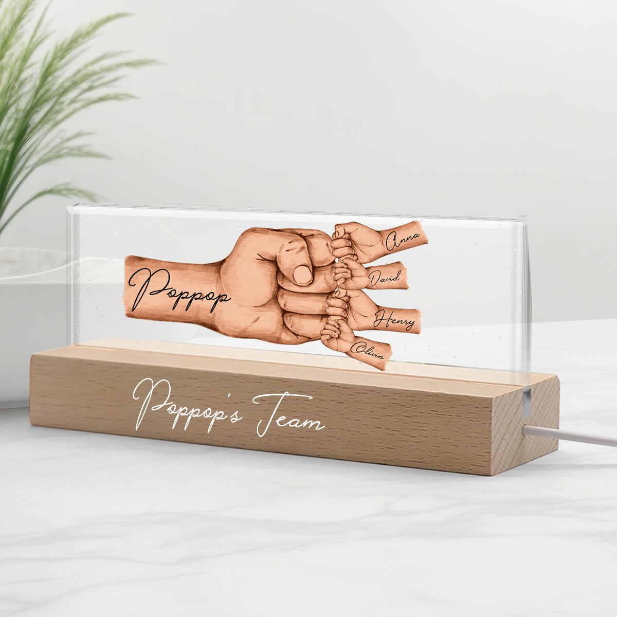 Veilleuse LED personnalisée « Fist-up de l'équipe de papa » - Veilleuse LED personnalisée pour papa