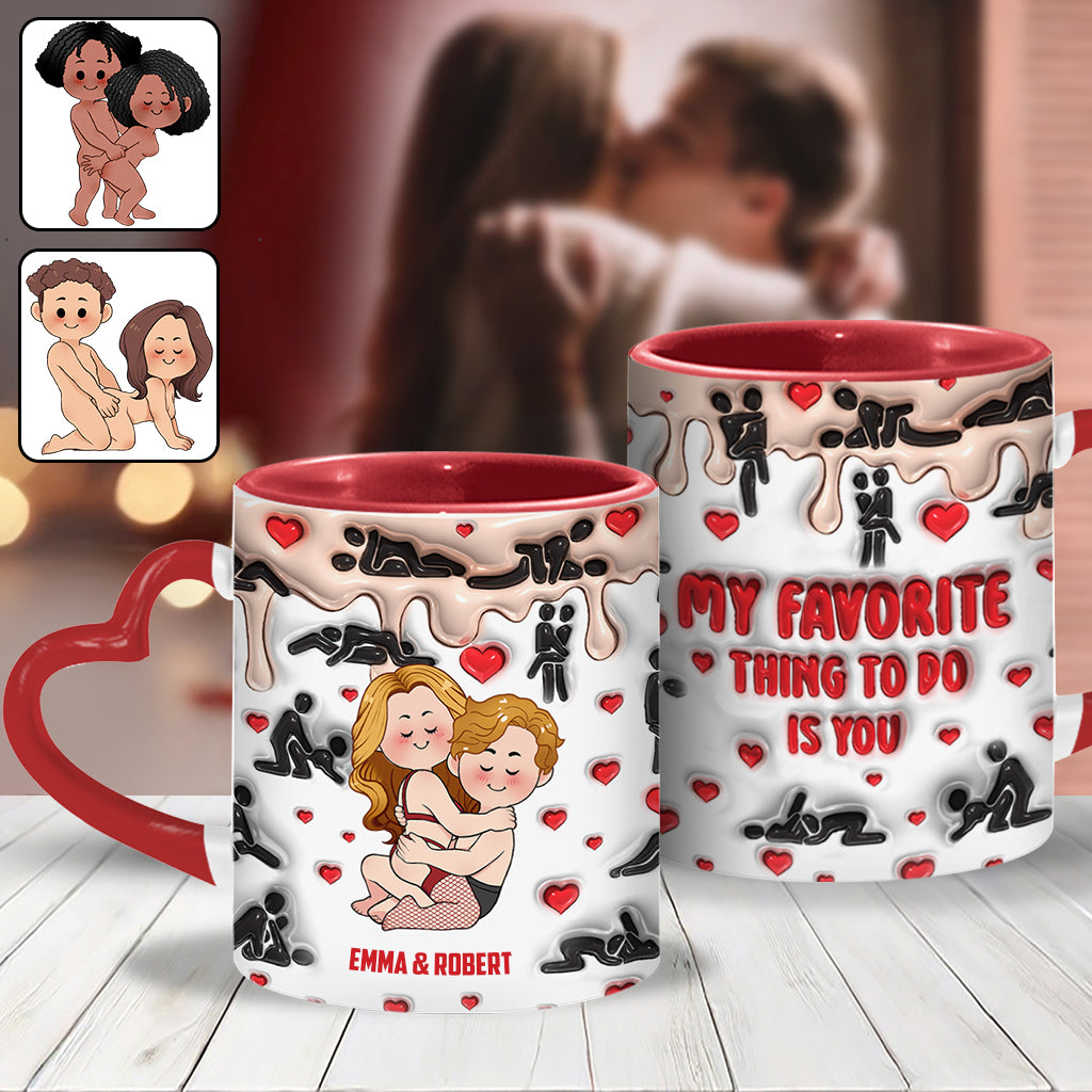 Ma chose préférée à faire, c'est toi - Mug personnalisé pour couple avec anse en forme de cœur