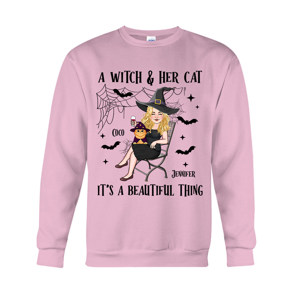 A Witch And Her Cat - Personalized Witch T-shirt And Hoodie