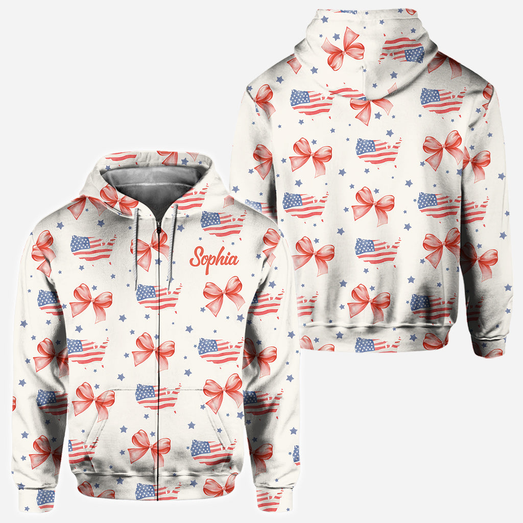 T-shirt Coquette American Girl personnalisé pour la fête nationale américaine (4 juillet)