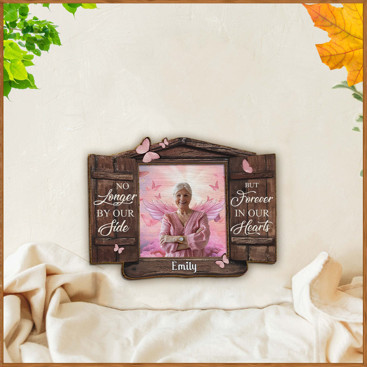 Jamais oublié·e - Plaque commémorative personnalisée en bois double couche
