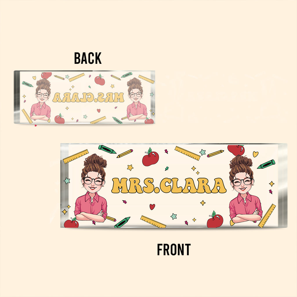 Plaque nominative personnalisée pour bureau d'enseignant - Plaque acrylique personnalisée en forme sur mesure