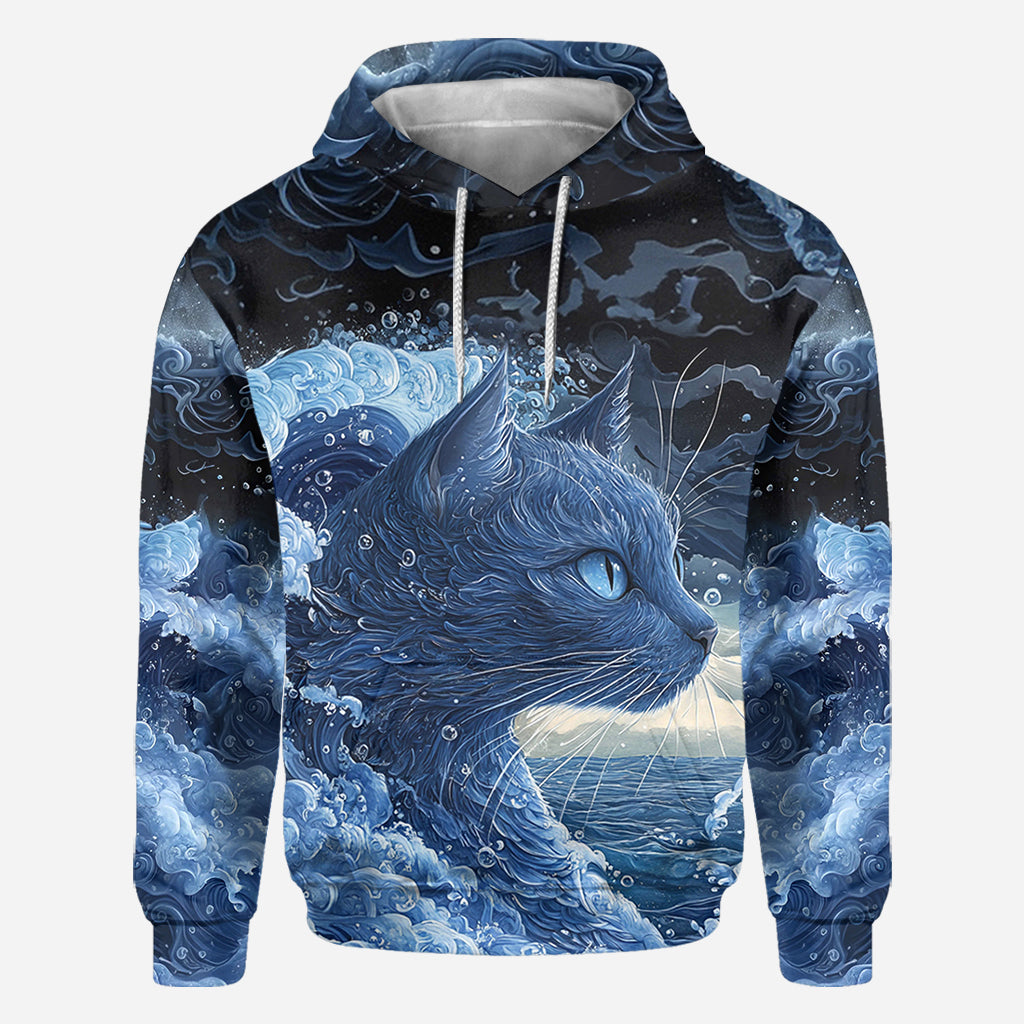 T-shirt à motif chat bleu - La vague du chat bleu