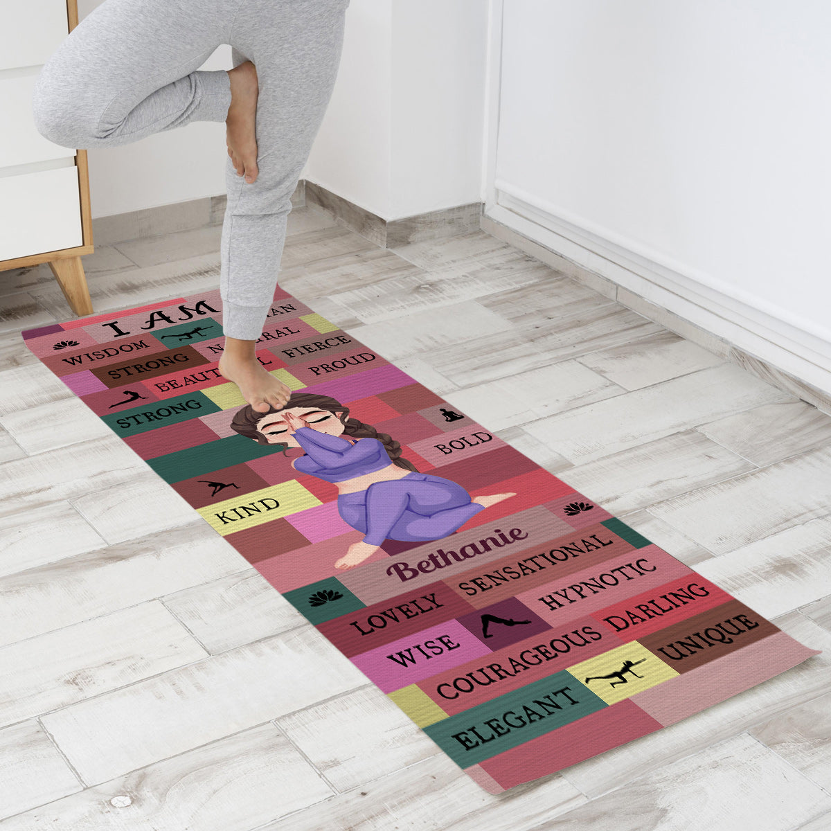 Tapis de yoga personnalisé Yoga Girl I Am Bold Pink - Tapis de yoga