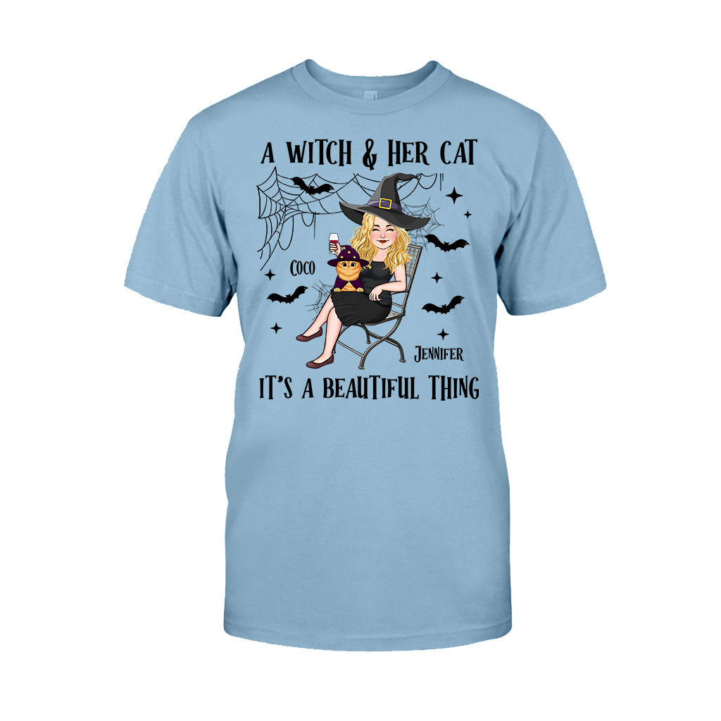 A Witch And Her Cat - Personalized Witch T-shirt And Hoodie