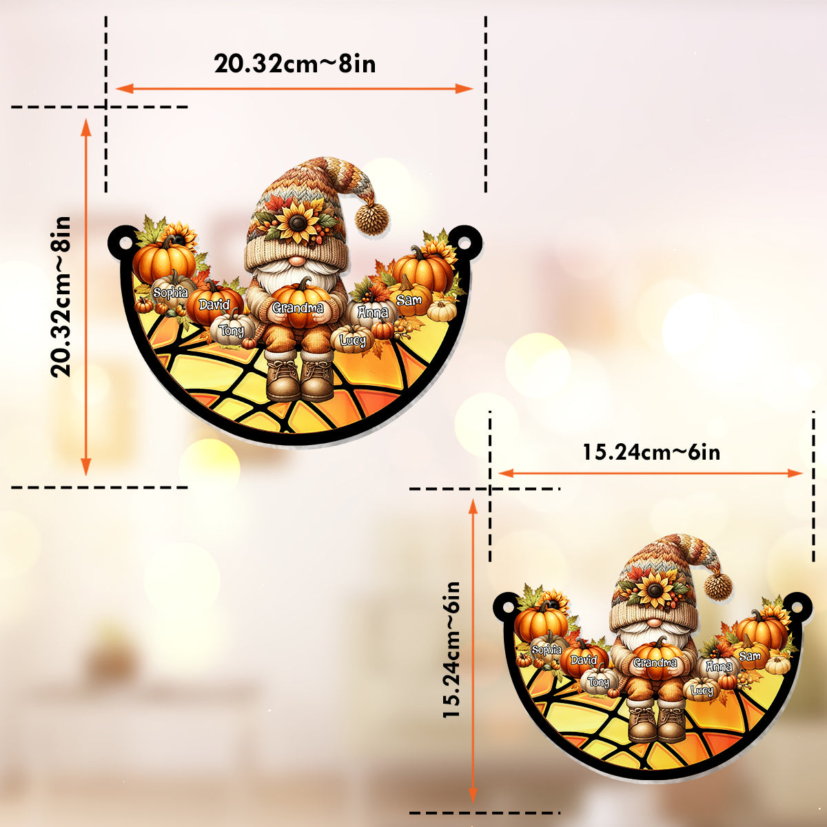 Ambiance automnale pour grand-mère - Décoration attrape-soleil personnalisée à suspendre à la fenêtre 