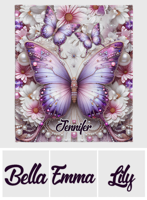 Couverture papillons violettes personnalisée