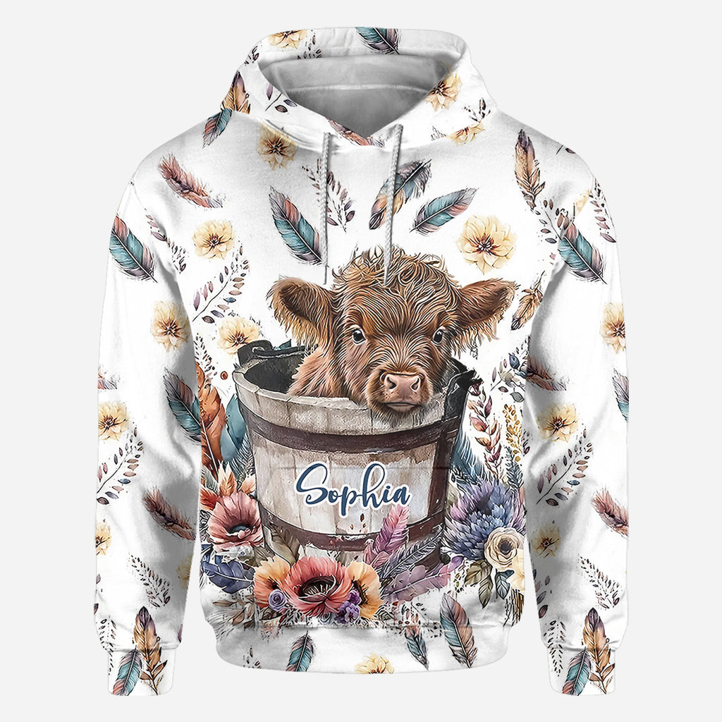 Baby Highland Cow In a Bucket - Personalized All Over Shirt