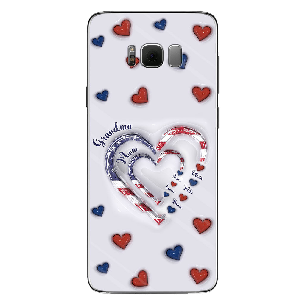 Coque de téléphone personnalisée « Cœurs de grand-mère » pour le 4 juillet