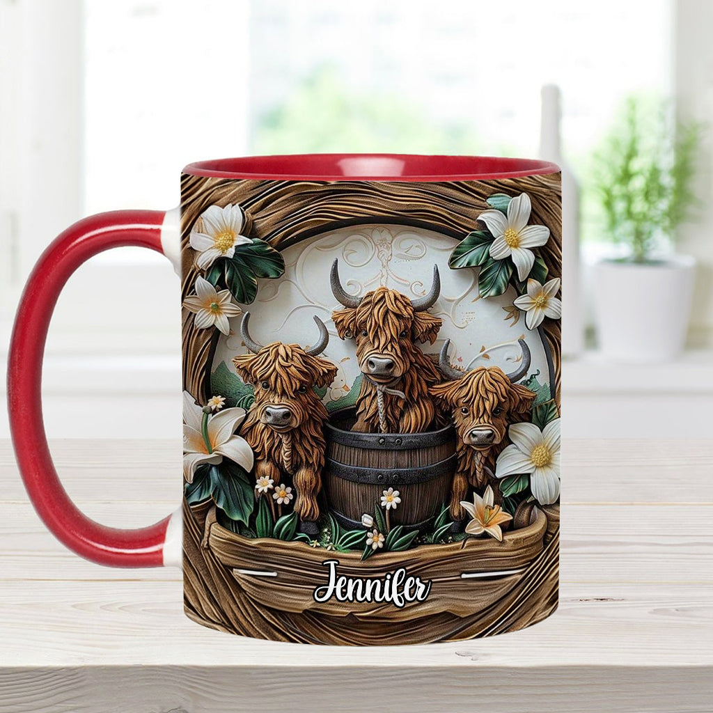 Mug personnalisé « J'adore les vaches des Highlands »