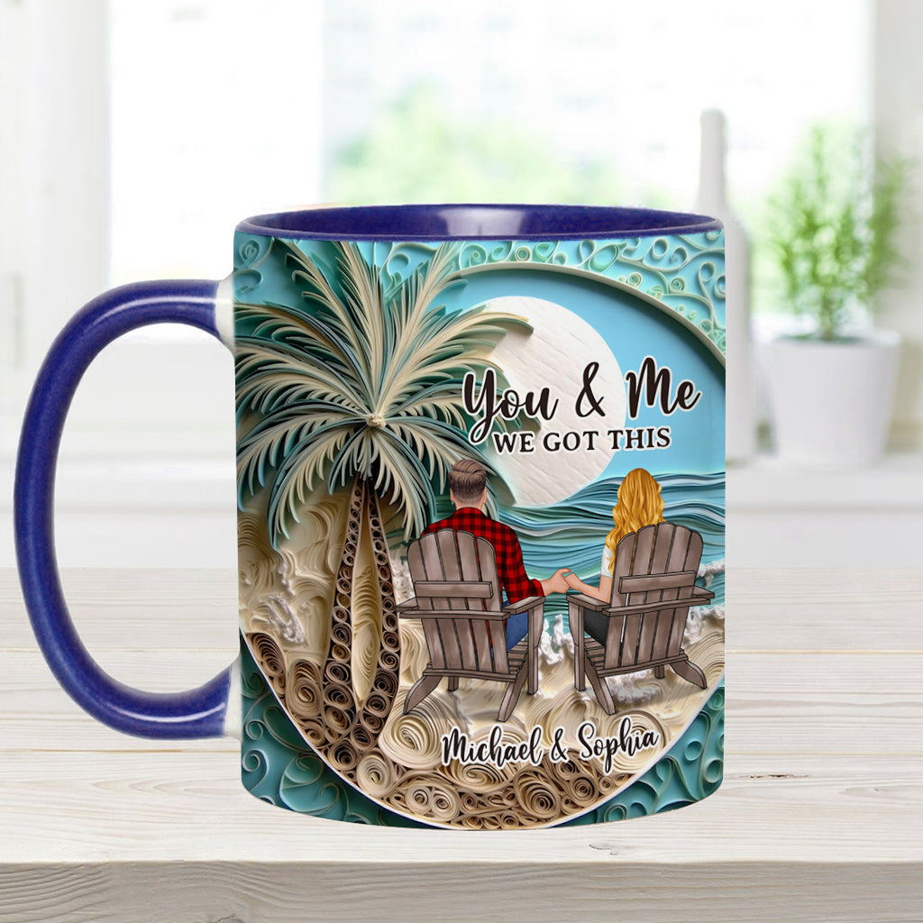 Mug personnalisé « Scène de plage » pour couple