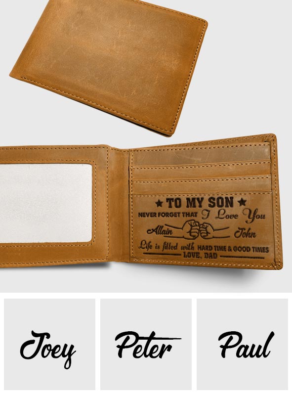 À mon fils - Portefeuille en cuir personnalisé