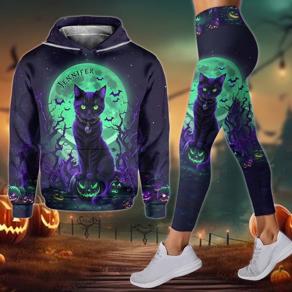Chat Noir Mystérieux - Sweat à capuche et leggings personnalisés Chat Noir