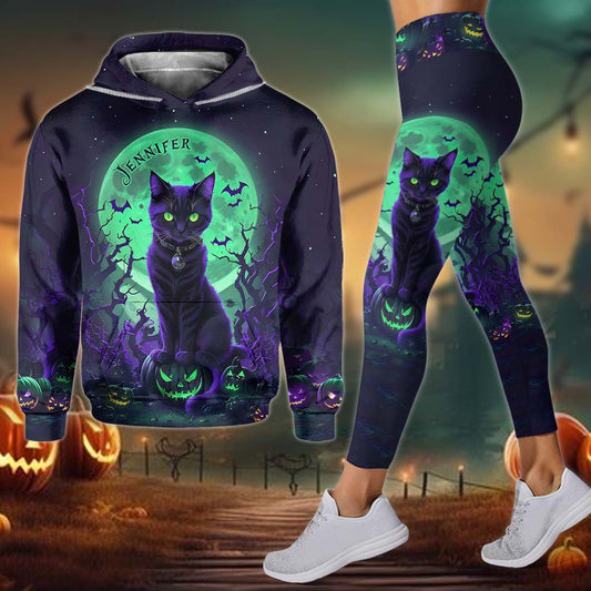 Chat Noir Mystérieux - Sweat à capuche et leggings personnalisés Chat Noir