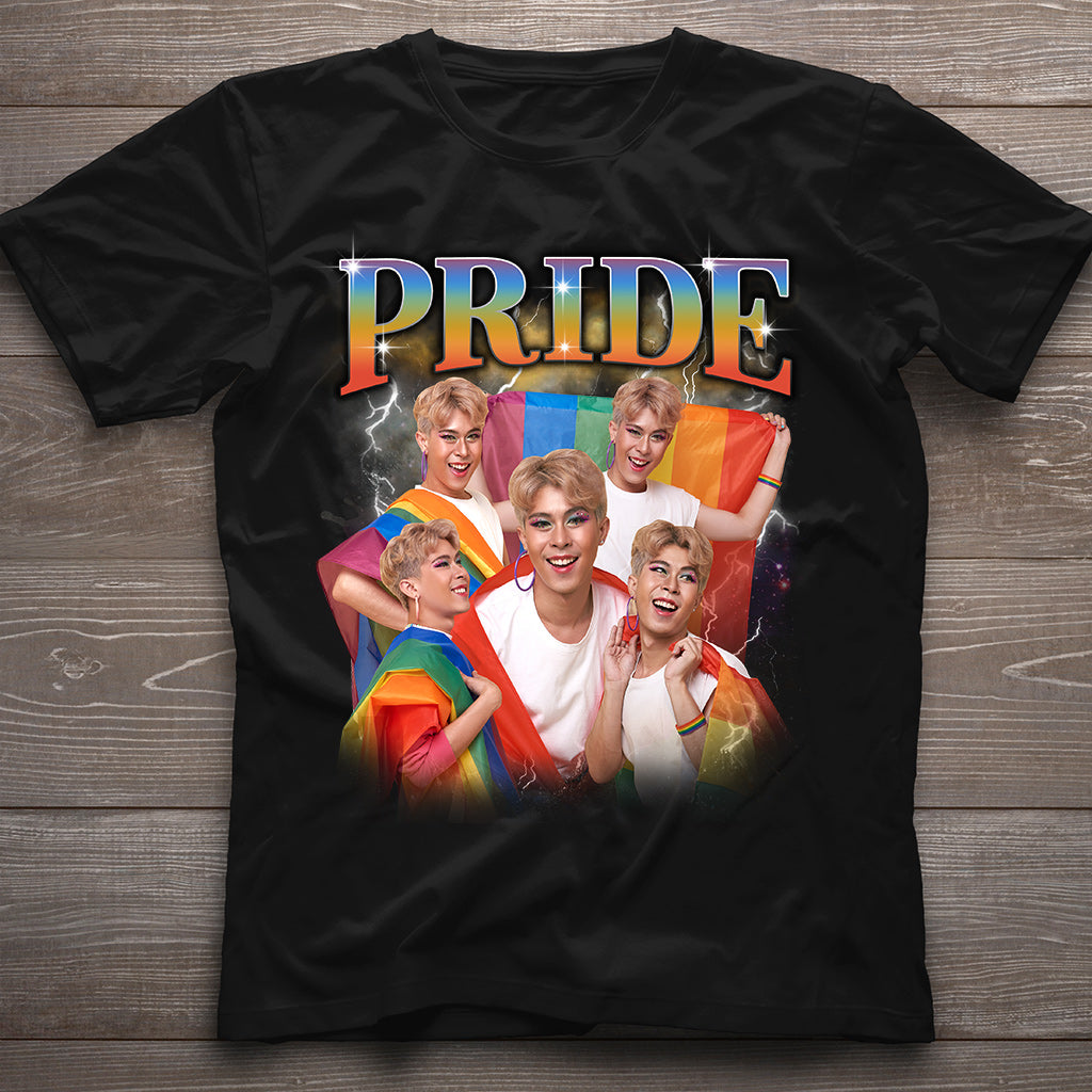 Photo personnalisée style rap bootleg Pride - T-shirt et sweat à capuche personnalisés pour soutenir la communauté LGBT