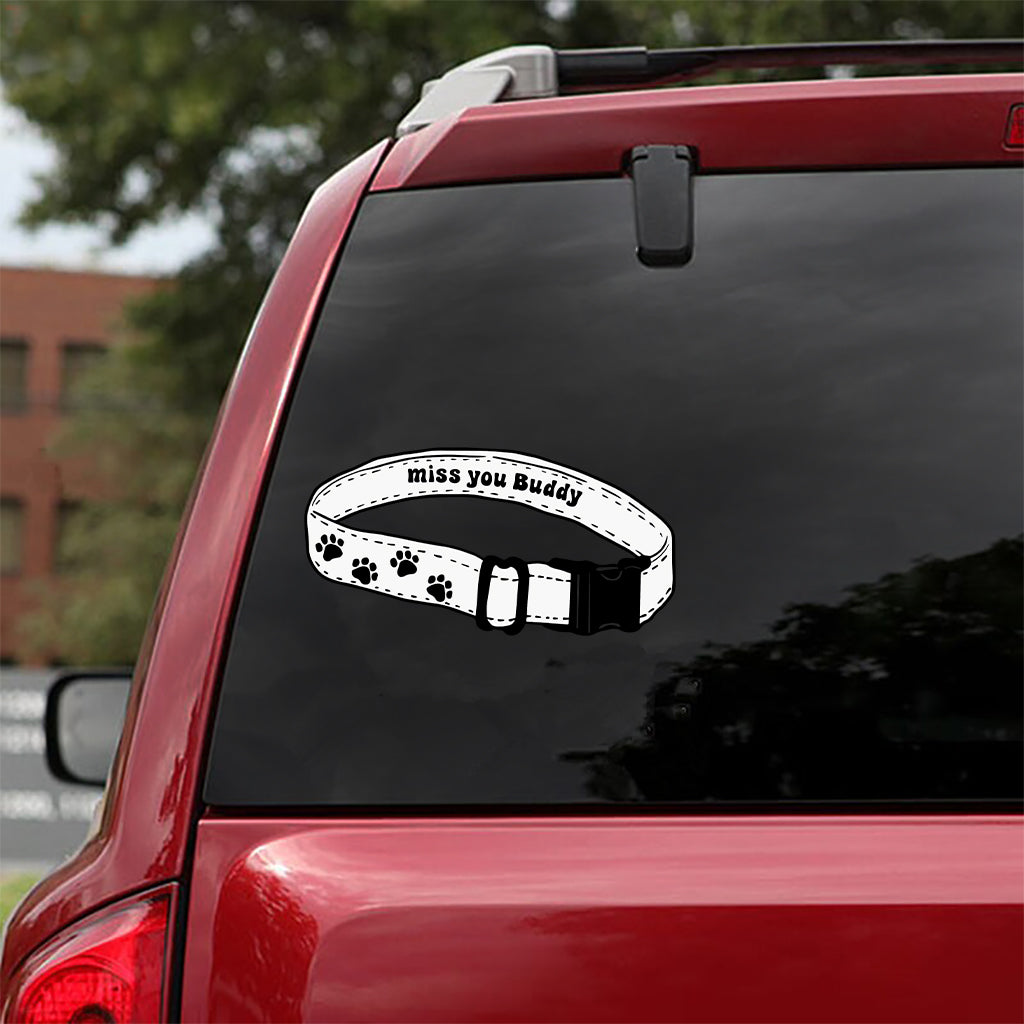 Collier « Tu me manques » - Autocollant personnalisé pour chien découpé à la forme