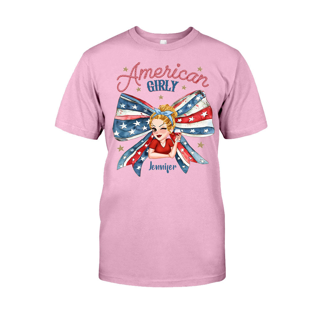 Coquette American Girl - T-shirt et sweat à capuche personnalisés pour la fête nationale américaine (4 juillet).