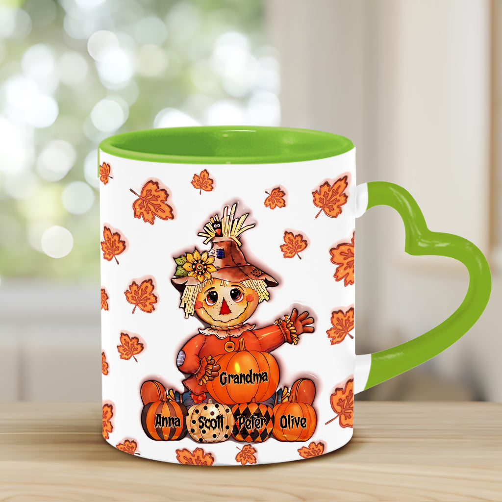 Mug personnalisé « Grand-mère Automne » avec anse en forme de cœur