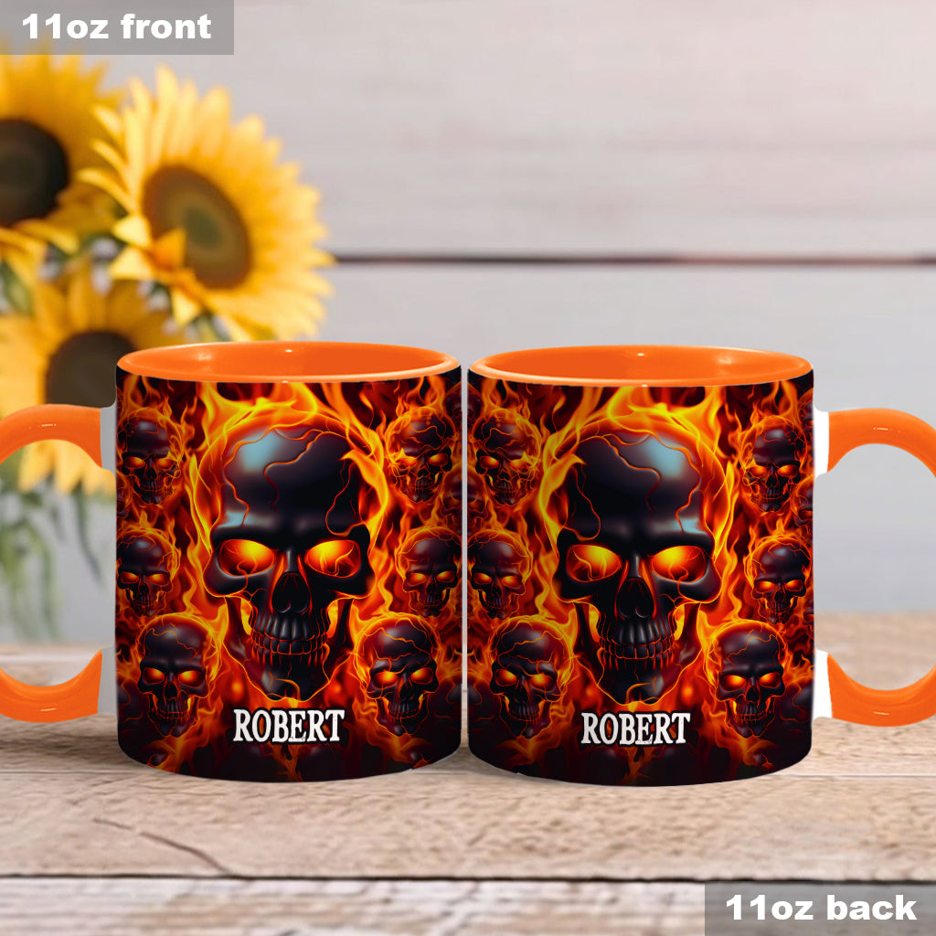 Mug personnalisé « Crâne fondu en feu » - Tête de mort fondue