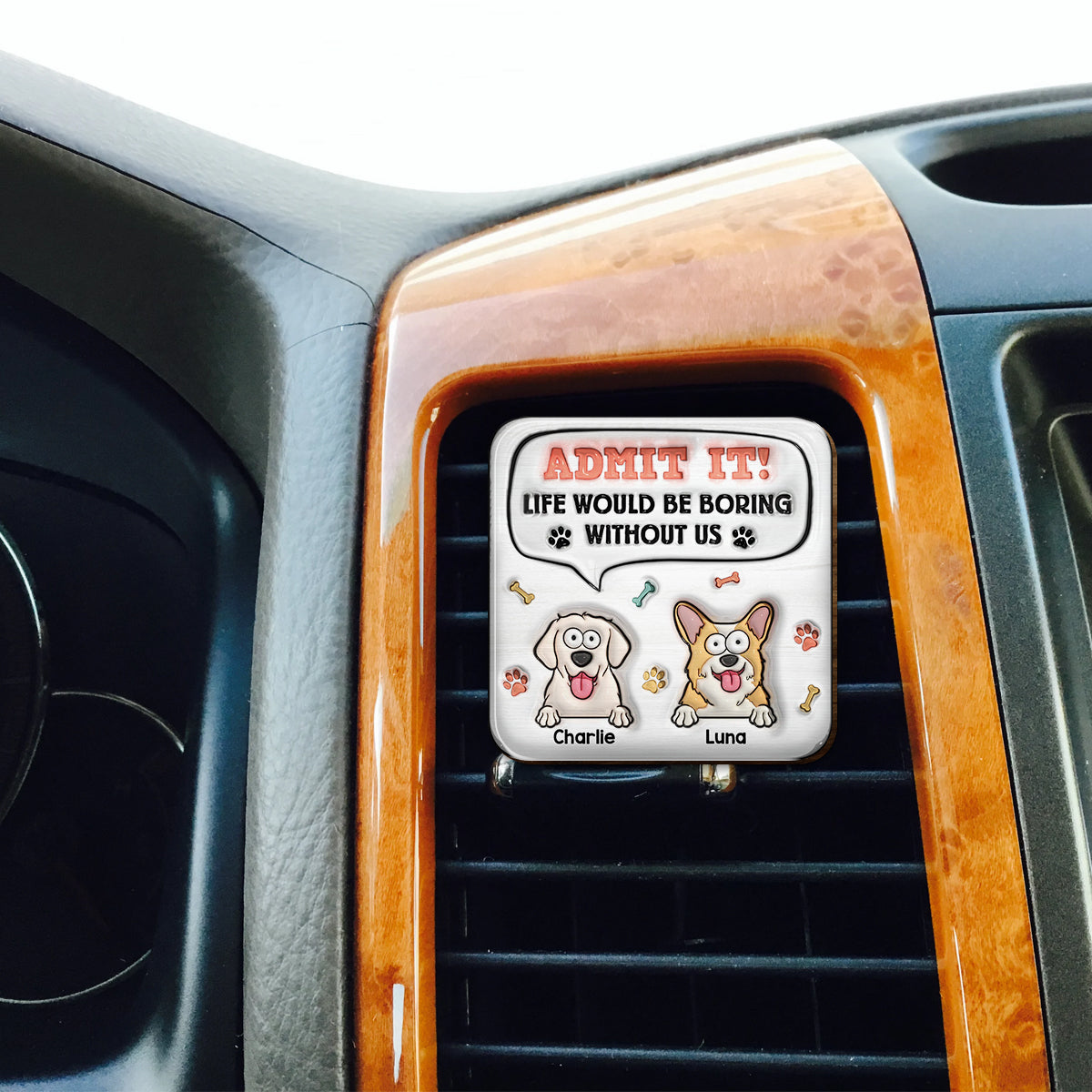 La vie serait ennuyeuse sans moi - Clip de pare-soleil de voiture personnalisé en forme de chien
