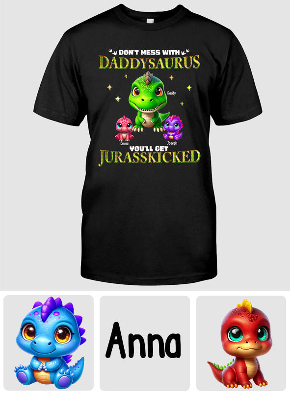 T-shirt et sweat à capuche personnalisés « Papa-Papa » avec dinosaures 3D « Papa-Papa » et « Grand-Papa-Papa ».