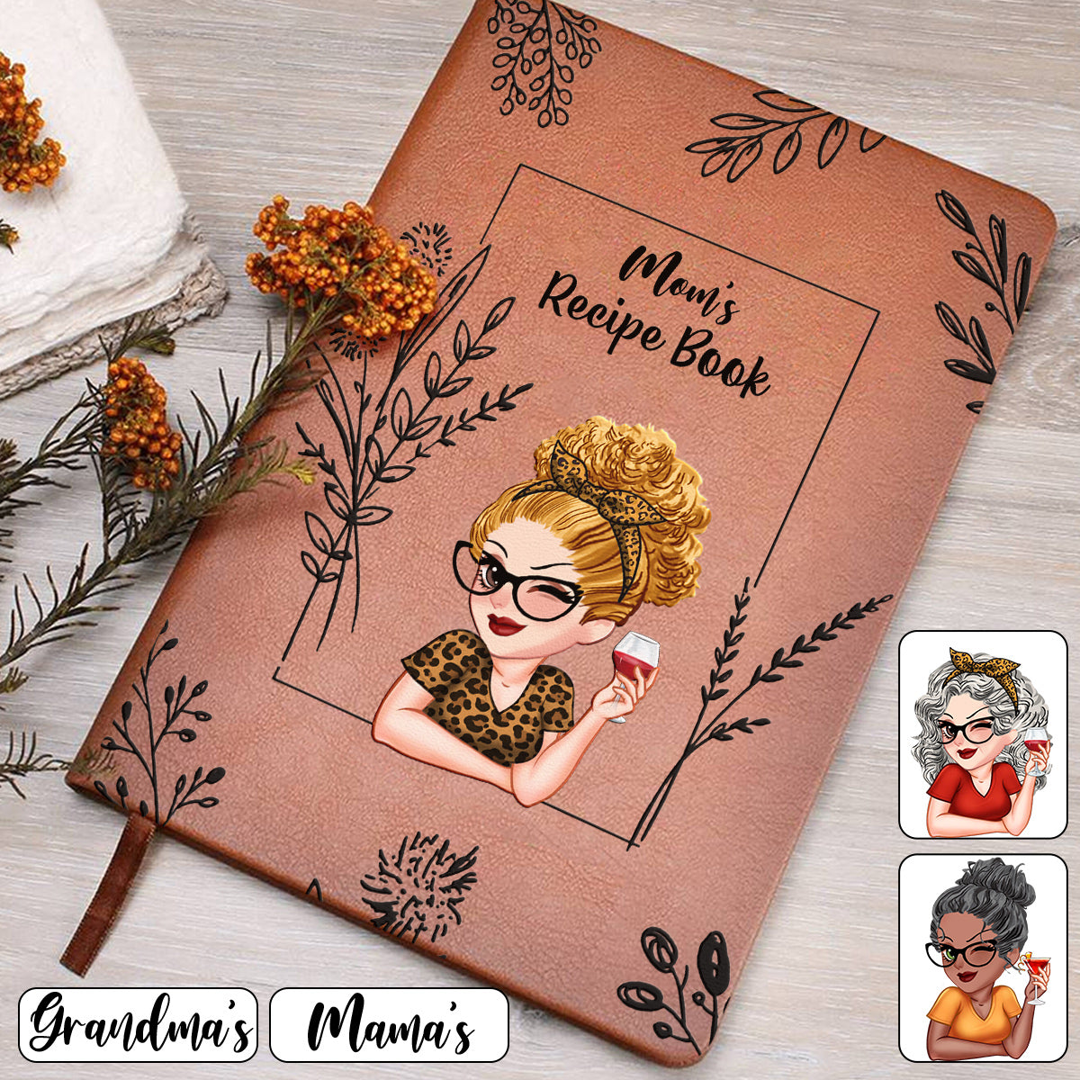 Carnet de recettes - Journal personnalisé en cuir de mère