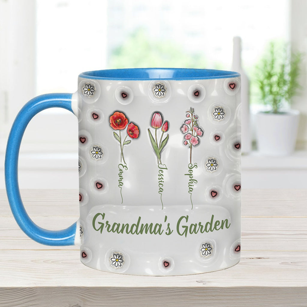 Fleurs du mois de naissance - Jardin de grand-mère - Mug personnalisé pour grand-mère