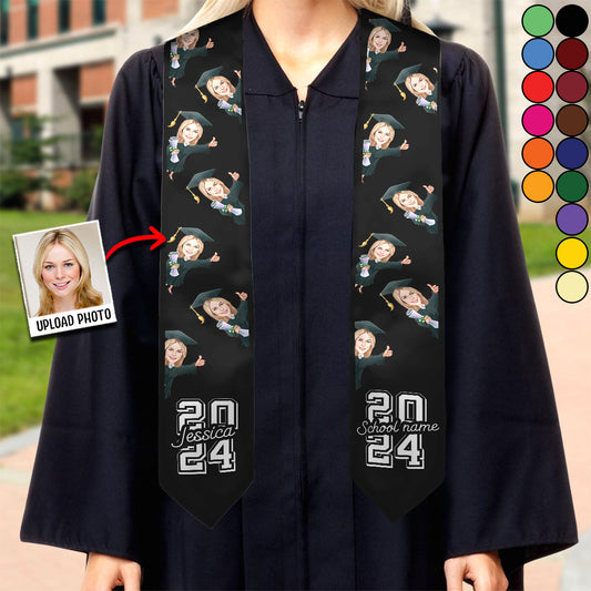 Caricature Funny Character - Personalized Graduation Graduation Stole