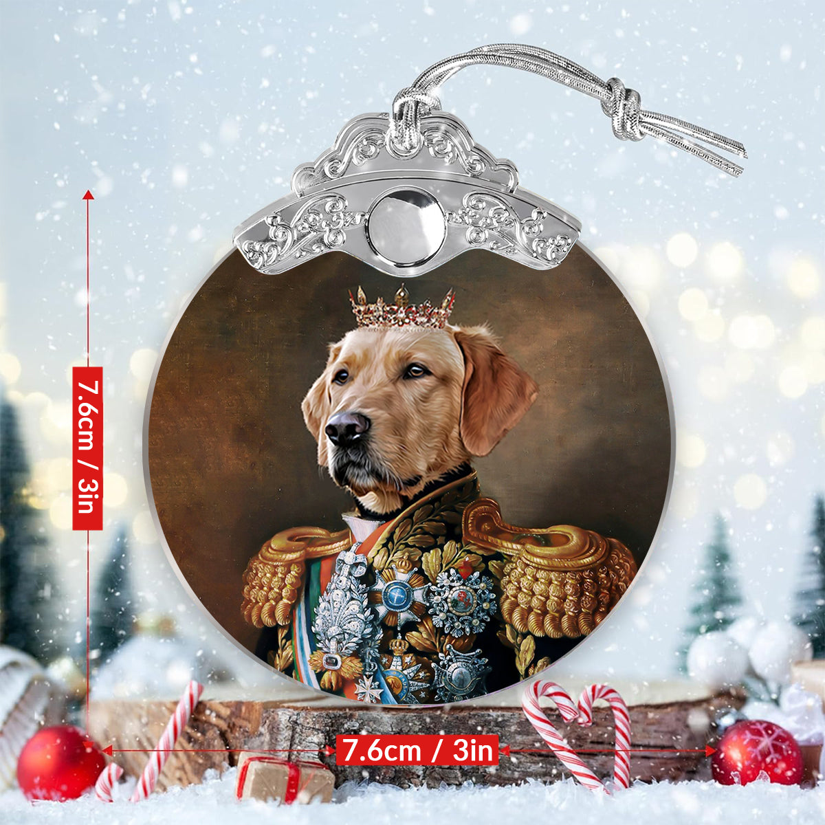 Portrait royal personnalisé pour animal de compagnie - Ornement vintage personnalisé pour chien