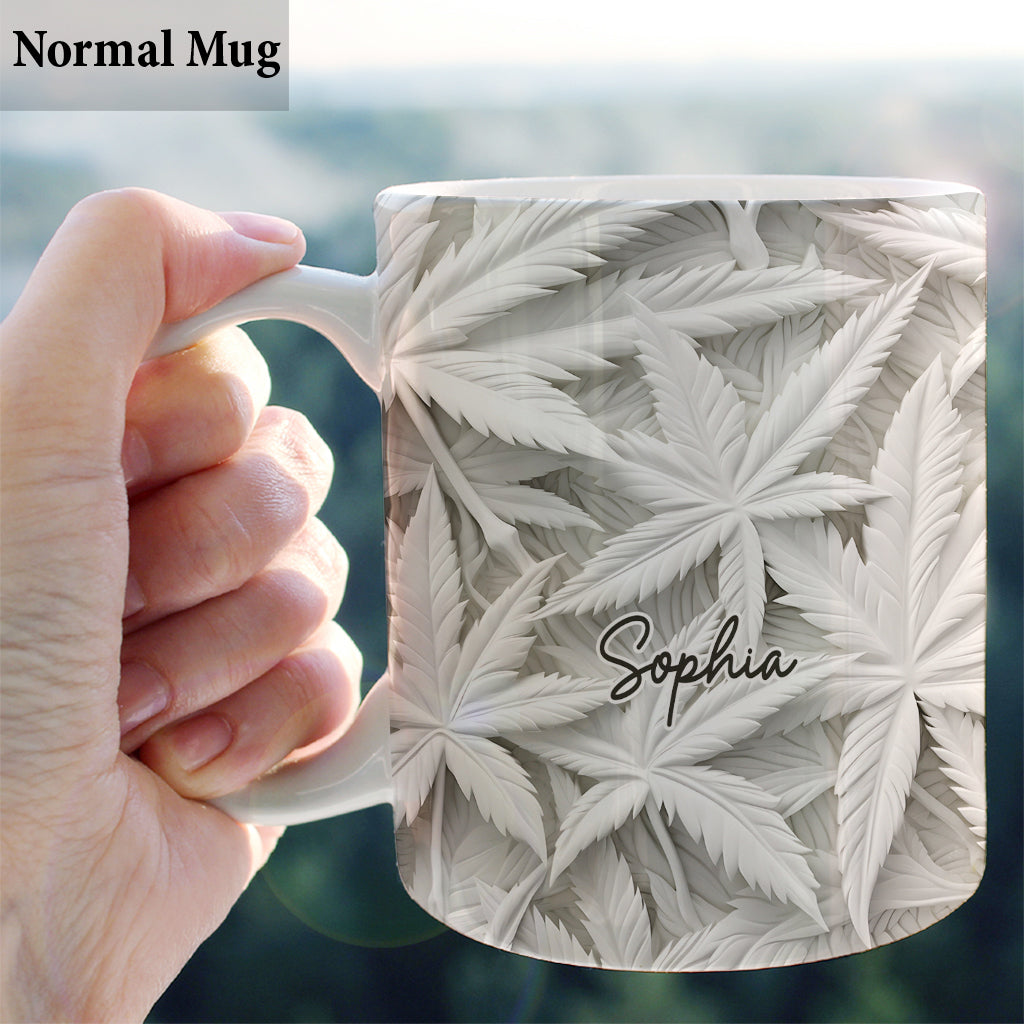 Feuilles blanches - Mug personnalisé sur le thème du cannabis