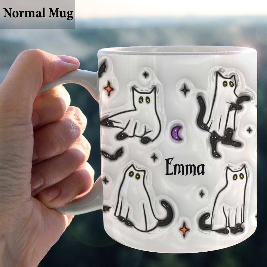 Halloween Ghost Cats - Personalized Black Cat Mug