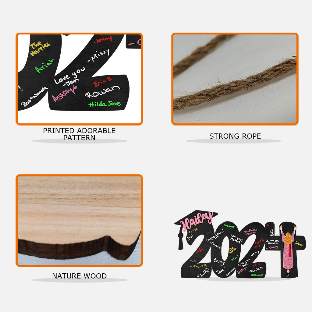 2024 Graduation Guestbook Sign - Personalized Graduation Custom Shaped Wood Sign
