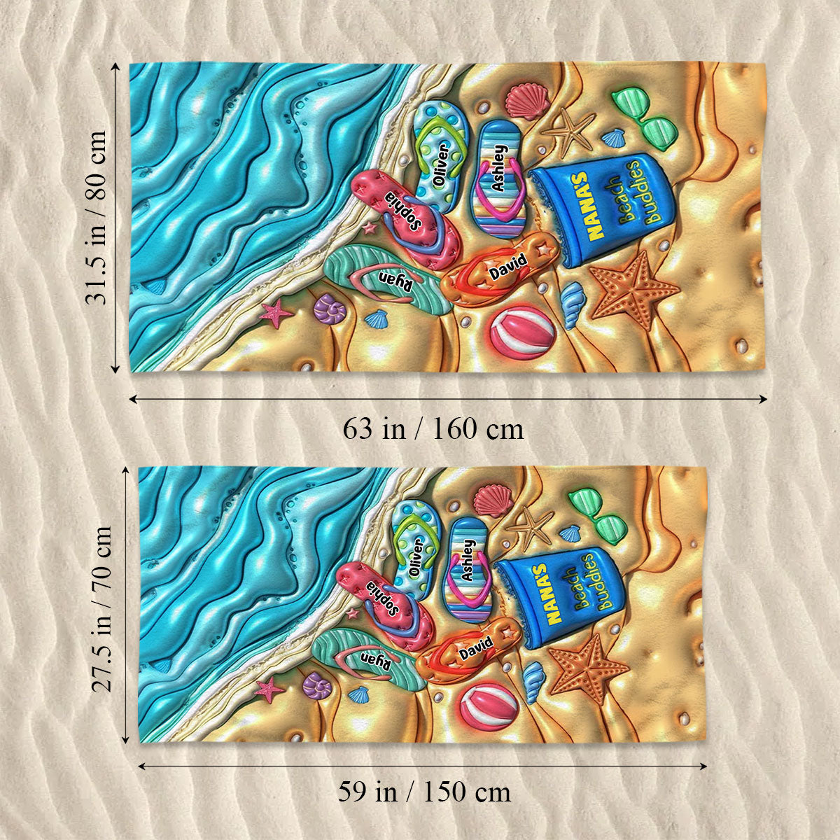 Nana's Beach Buddies - Personalized Grandma Beach Towel