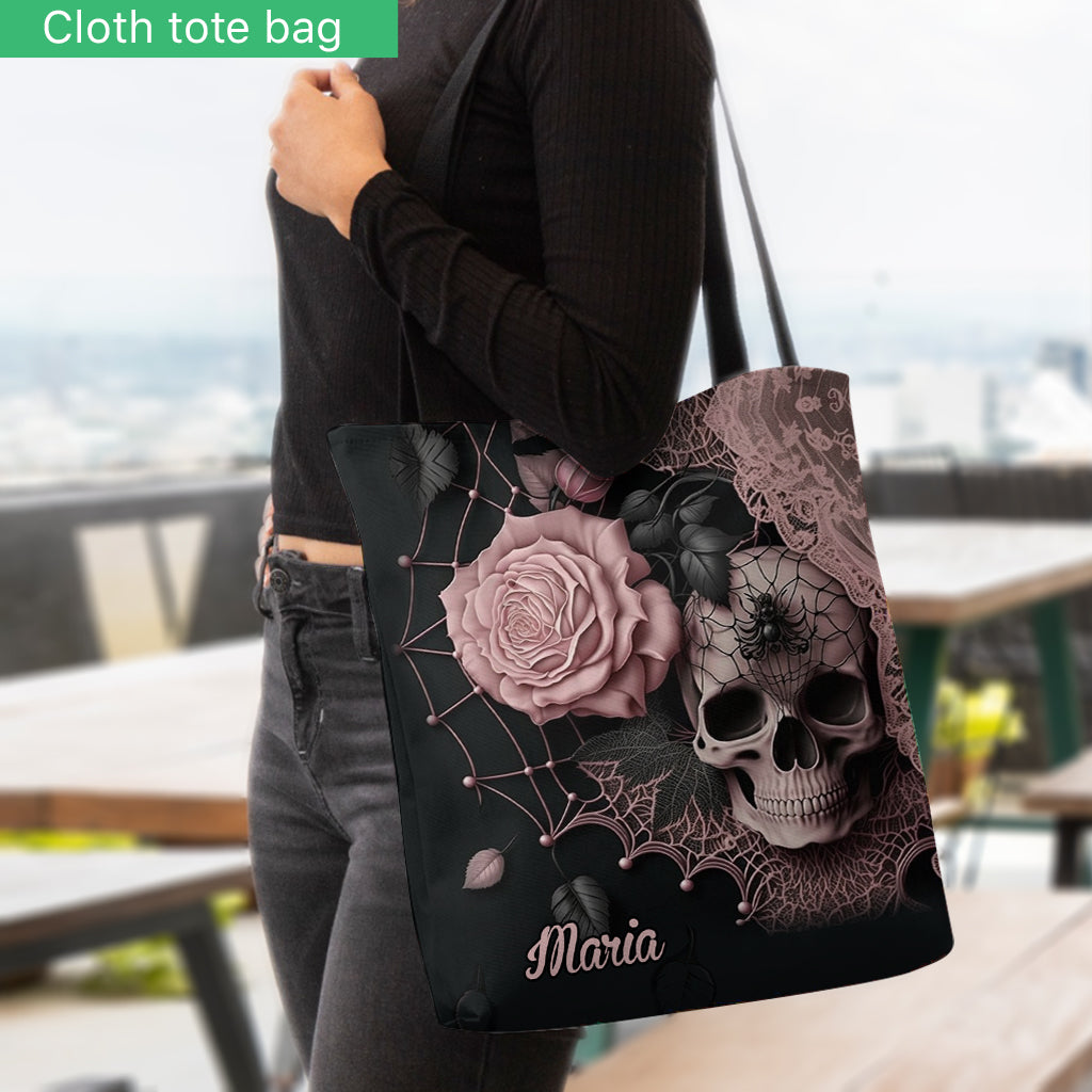 Roses et crâne - Sac fourre-tout personnalisé en forme de crâne