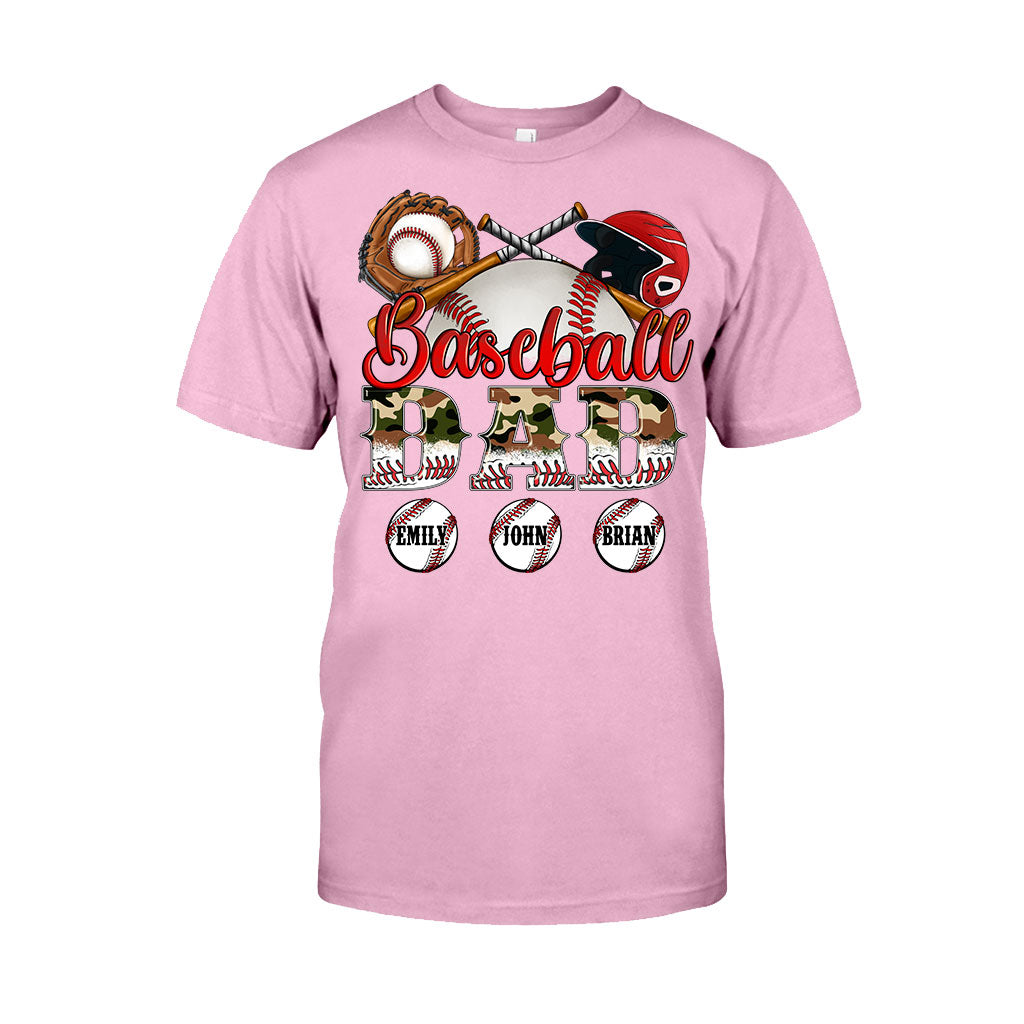 Meilleur papa de joueur de baseball au monde - T-shirt et sweat à capuche camouflage personnalisés - Sweat à capuche