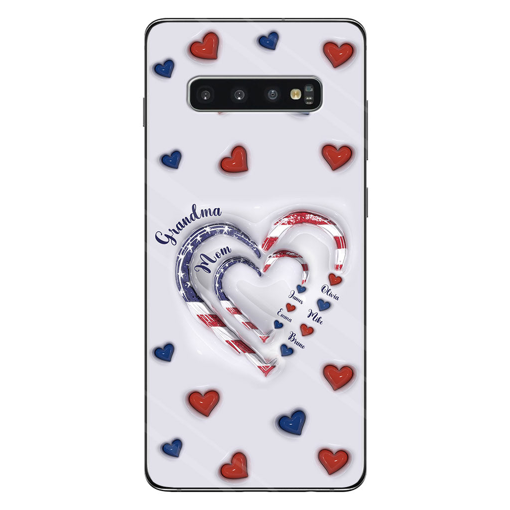 Coque de téléphone personnalisée « Cœurs de grand-mère » pour le 4 juillet