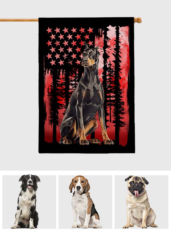 Drapeau rouge pour la fête de l'indépendance - Drapeau personnalisé pour niche pour chien