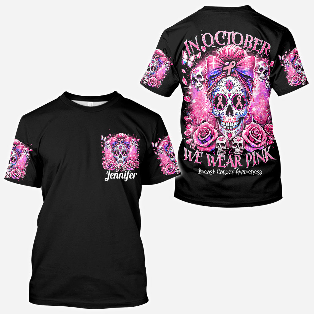 En octobre, on porte du rose - T-shirt personnalisé intégral pour la sensibilisation au cancer du sein