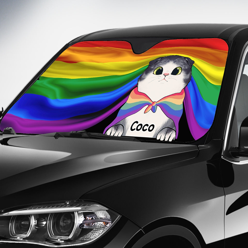 Pare-soleil de voiture personnalisé pour chat Pride Cat