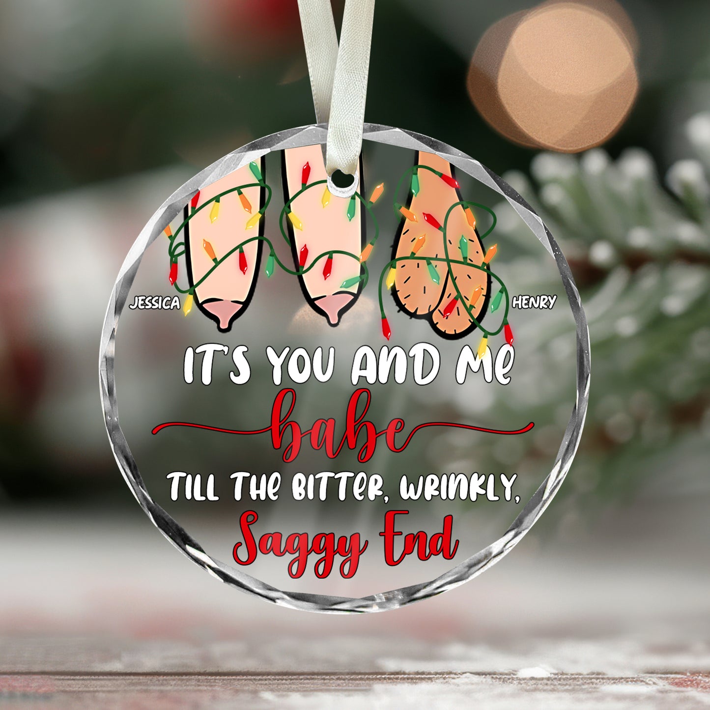 C'est toi et moi - Ornement en verre rond personnalisé pour couple