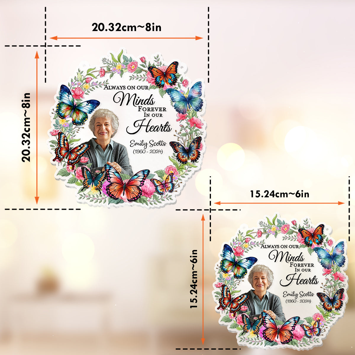 Your Wings Were Ready But Our Hearts Were Not - Personalized Memorial Window Hanging Suncatcher Ornament