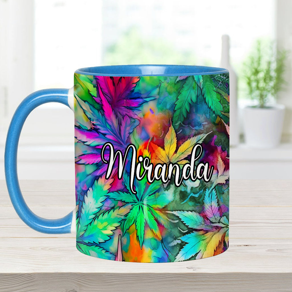 Mug personnalisé à motif feuille de cannabis psychédélique