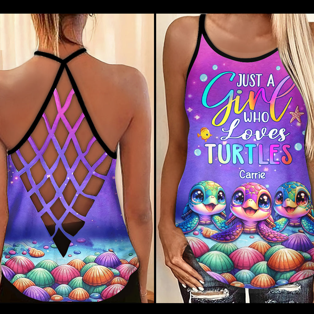 Débardeur personnalisé avec croix de tortues « Juste une fille qui aime les tortues »