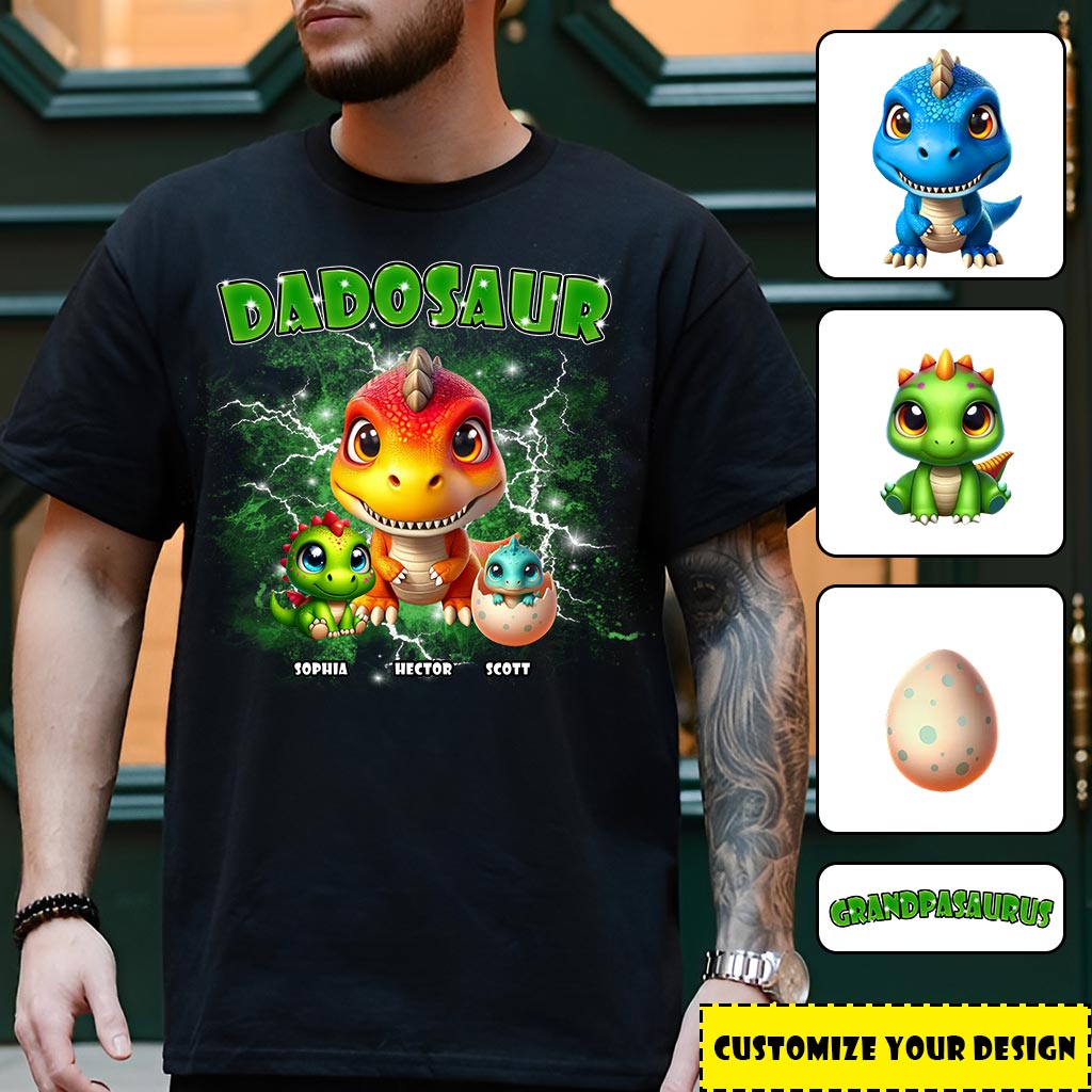 T-shirt et sweat à capuche Dadosaur Thunder Bootleg personnalisés pour papa