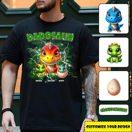 T-shirt et sweat à capuche Dadosaur Thunder Bootleg personnalisés pour papa